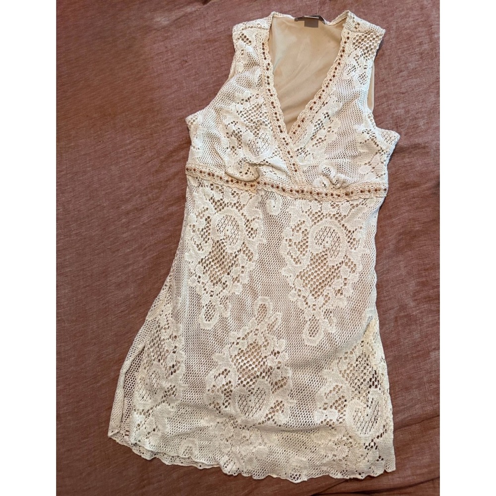Dressbarn Sleeveless Lace Overlay Tunic Top Size Large